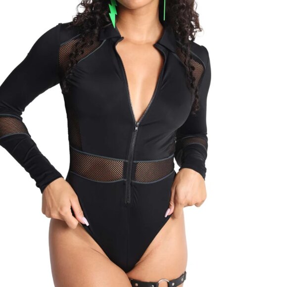 Slightly Defective iHeartRaves Dark Meets Light Rainbow Reflective Bodysuit - Picture 3 of 13